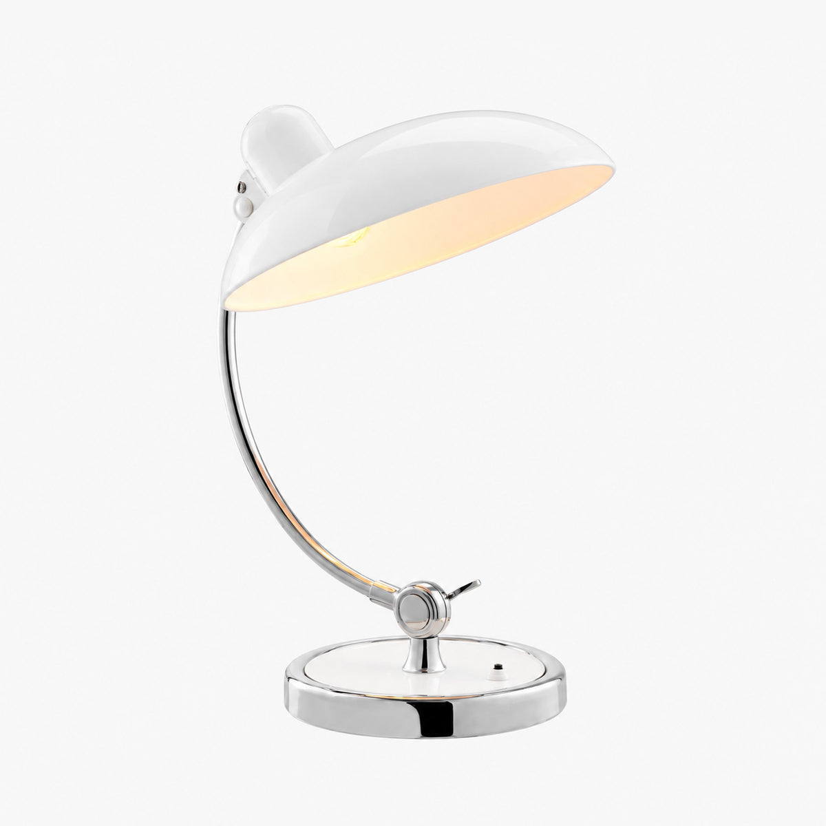 Birken Table Lamp in White - Illuminated