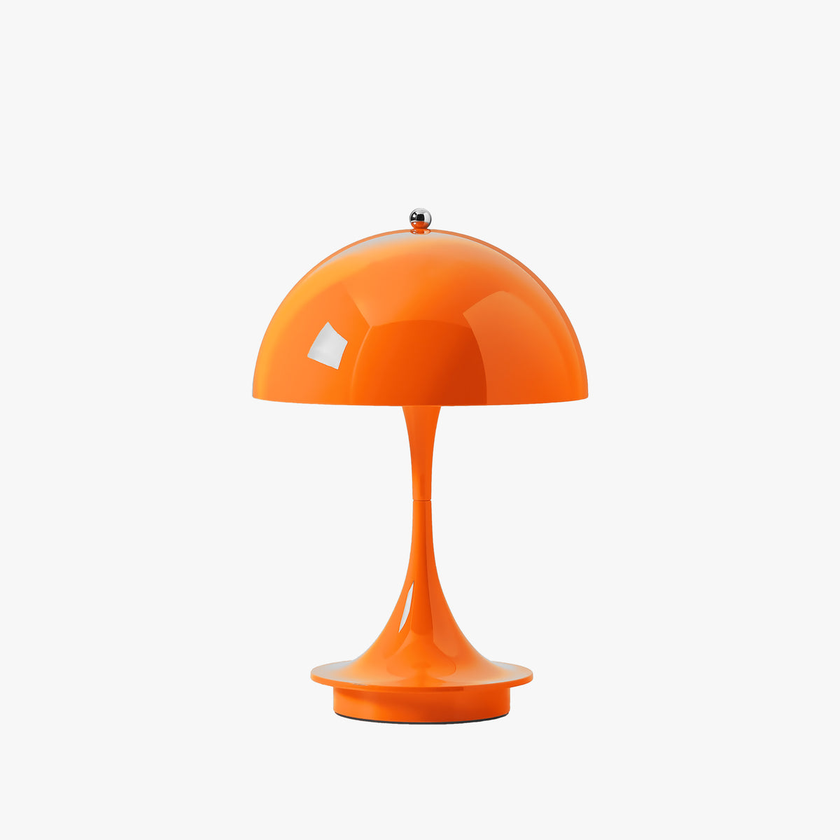 Estada Portable Lamp in Tangerine Orange, a cordless mushroom dome table lamp, front view