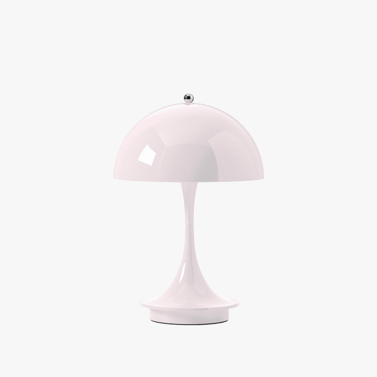 Estada Portable Lamp in Brilliant White, a cordless mushroom dome table lamp, front view