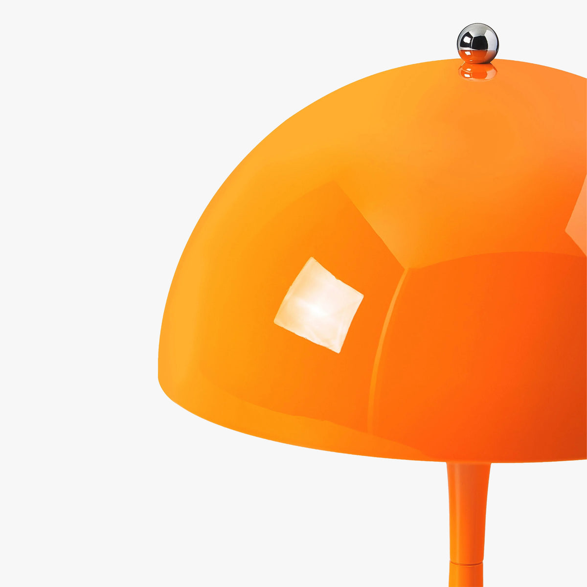 Estada Portable Lamp in Tangerine Orange dome shade with chrome finial