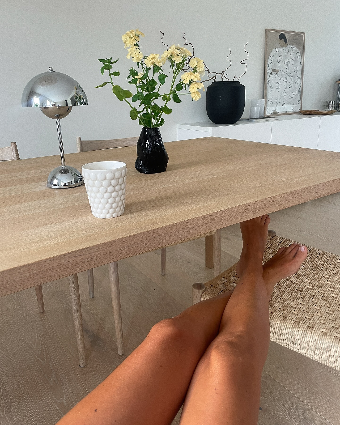 Tapa Table Lamp on Dining Table